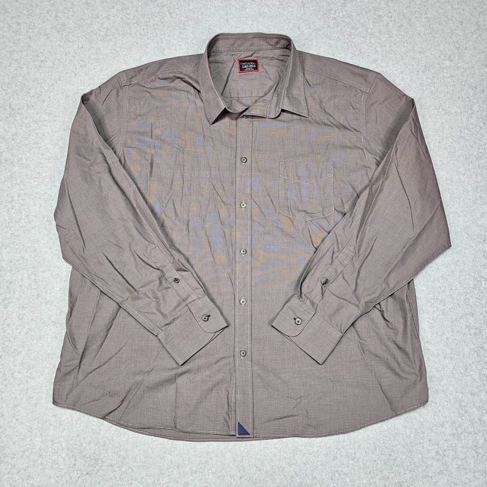 Untuckit Mens Long Sleeve Shirt XXXL 3XL Gray Orville Wrinkle‎ Free Regular Fit